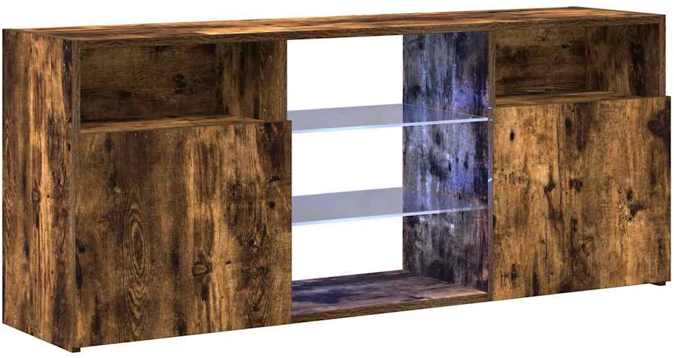 TV staliukas TV spintelė su LED apšvietimu, dūminio ąžuolo, 120x30x50cm