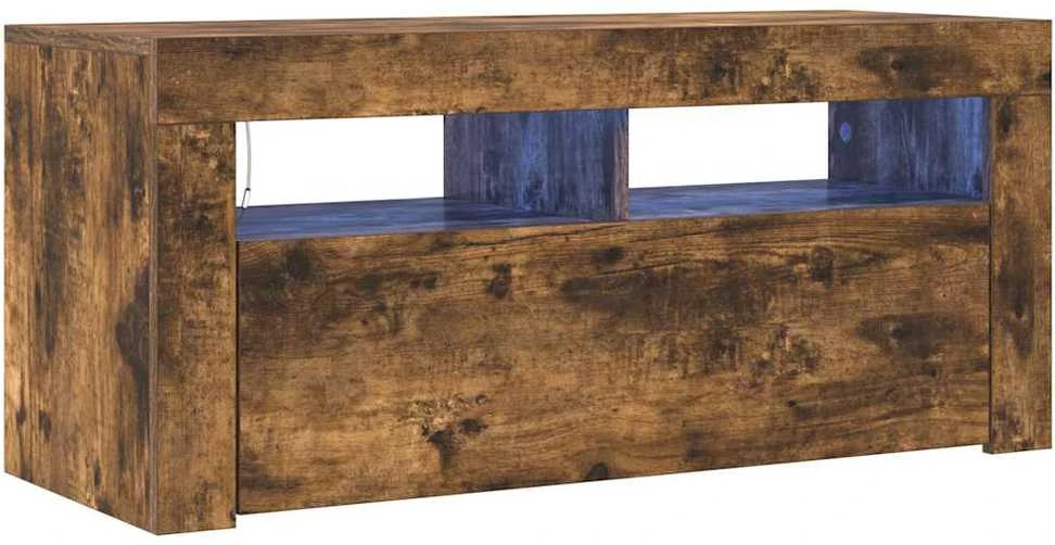 TV staliukas TV spintelė su LED apšvietimu, dūminio ąžuolo, 90x35x40cm