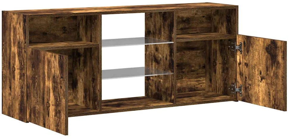 TV staliukas TV spintelė su LED apšvietimu, dūminio ąžuolo, 120x30x50cm