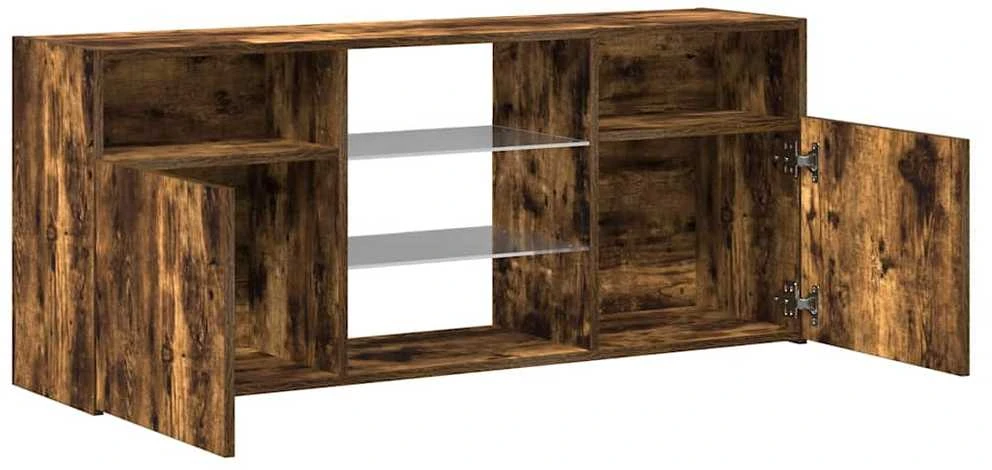TV staliukas TV spintelė su LED apšvietimu, dūminio ąžuolo, 120x30x50cm