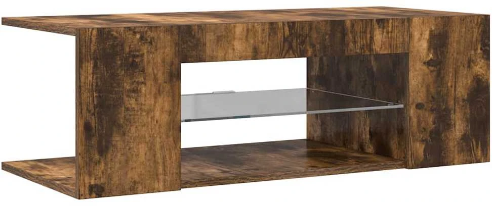 TV staliukas TV spintelė su LED apšvietimu, dūminio ąžuolo, 90x39x30cm