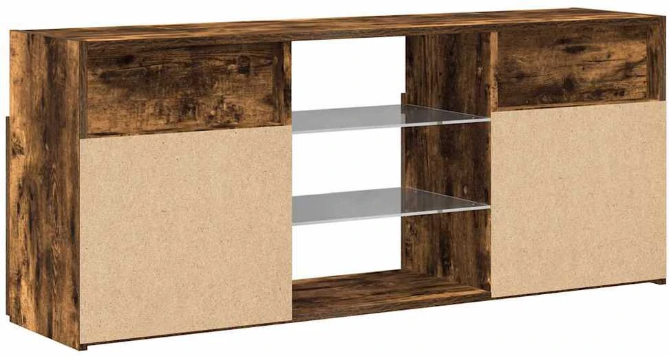 TV staliukas TV spintelė su LED apšvietimu, dūminio ąžuolo, 120x30x50cm