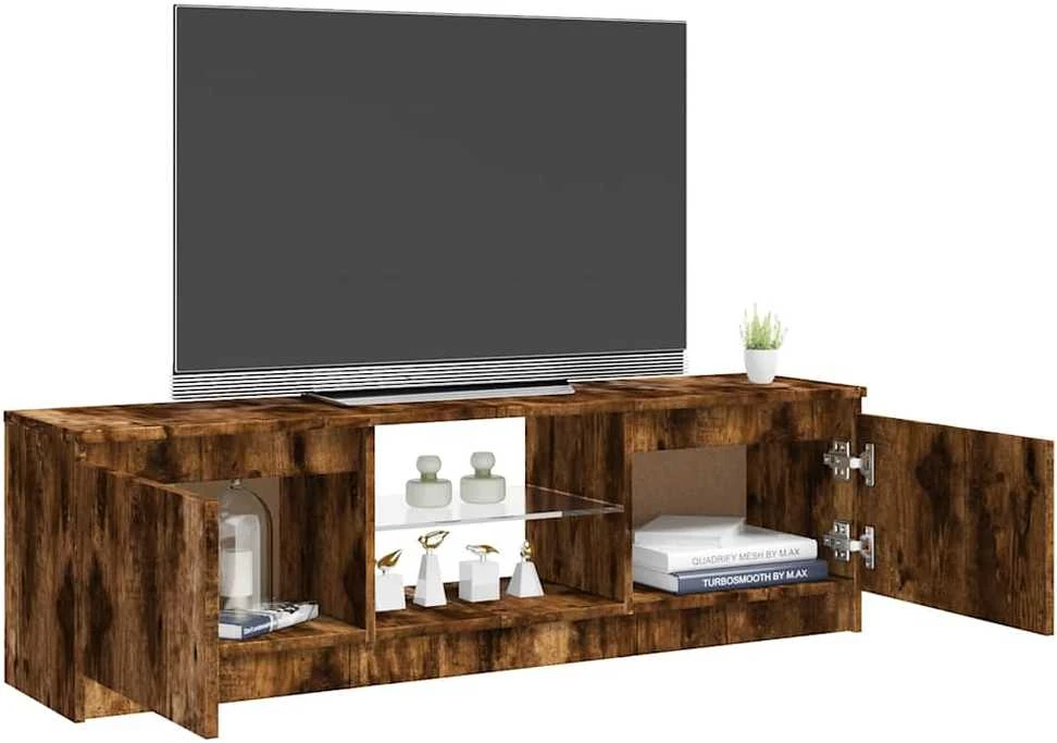 TV staliukas TV spintelė su LED apšvietimu, dūminio ąžuolo, 120x30x35,5cm