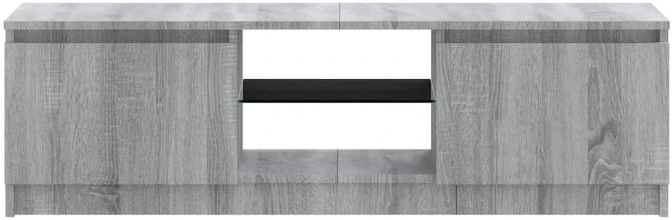TV staliukas TV spintelė su LED apšvietimu, pilka ąžuolo, 120x30x35,5cm