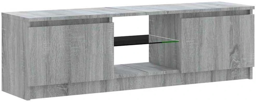 TV staliukas TV spintelė su LED apšvietimu, pilka ąžuolo, 120x30x35,5cm
