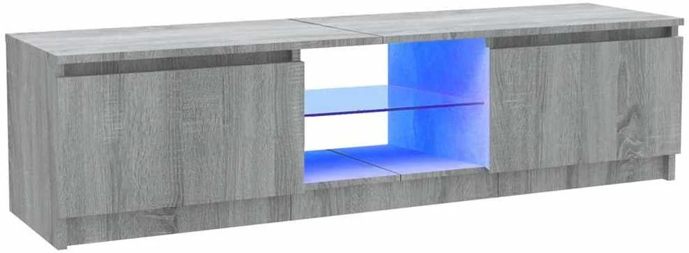 TV staliukas TV spintelė su LED apšvietimu, pilka ąžuolo, 120x30x35,5cm