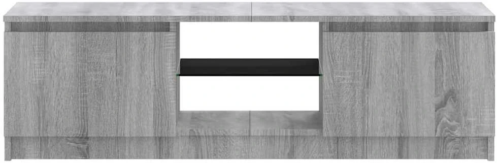 TV staliukas TV spintelė su LED apšvietimu, pilka ąžuolo, 120x30x35,5cm