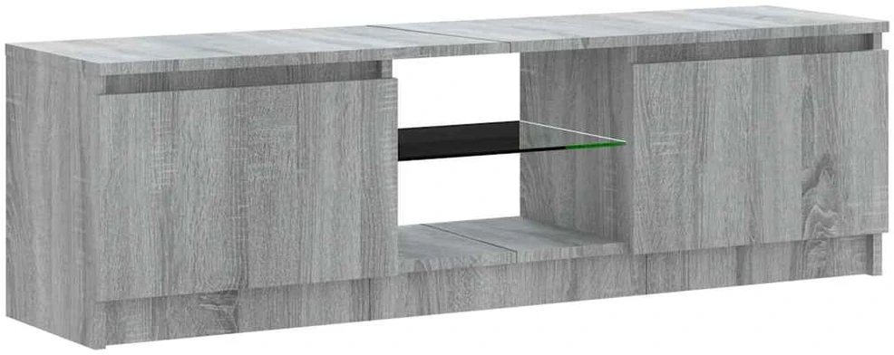TV staliukas TV spintelė su LED apšvietimu, pilka ąžuolo, 120x30x35,5cm