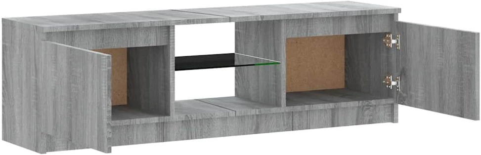TV staliukas TV spintelė su LED apšvietimu, pilka ąžuolo, 120x30x35,5cm