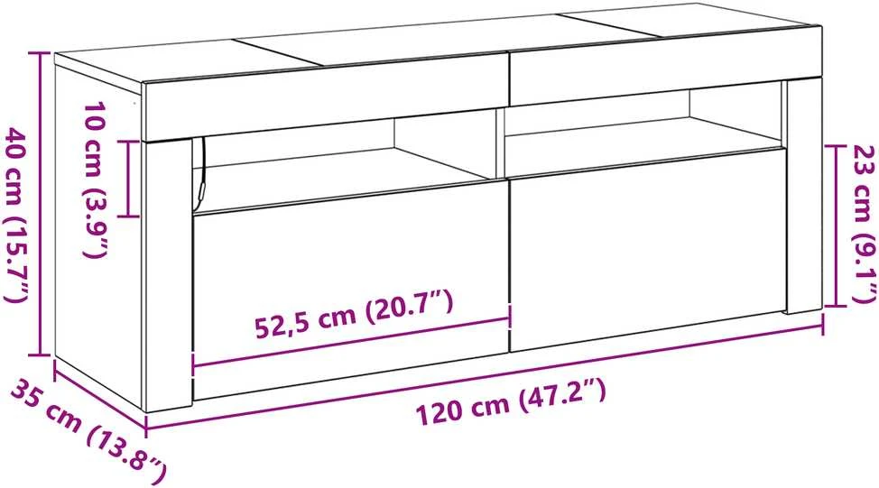 TV staliukas Televizoriaus spintelė 120 x 35 x 40 cm Juodas ąžuolas