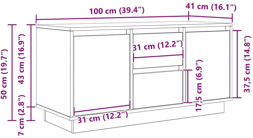 TV staliukas TV spintelė su LED lemputėmis, ąžuolo spalvos, 100x41x50 cm