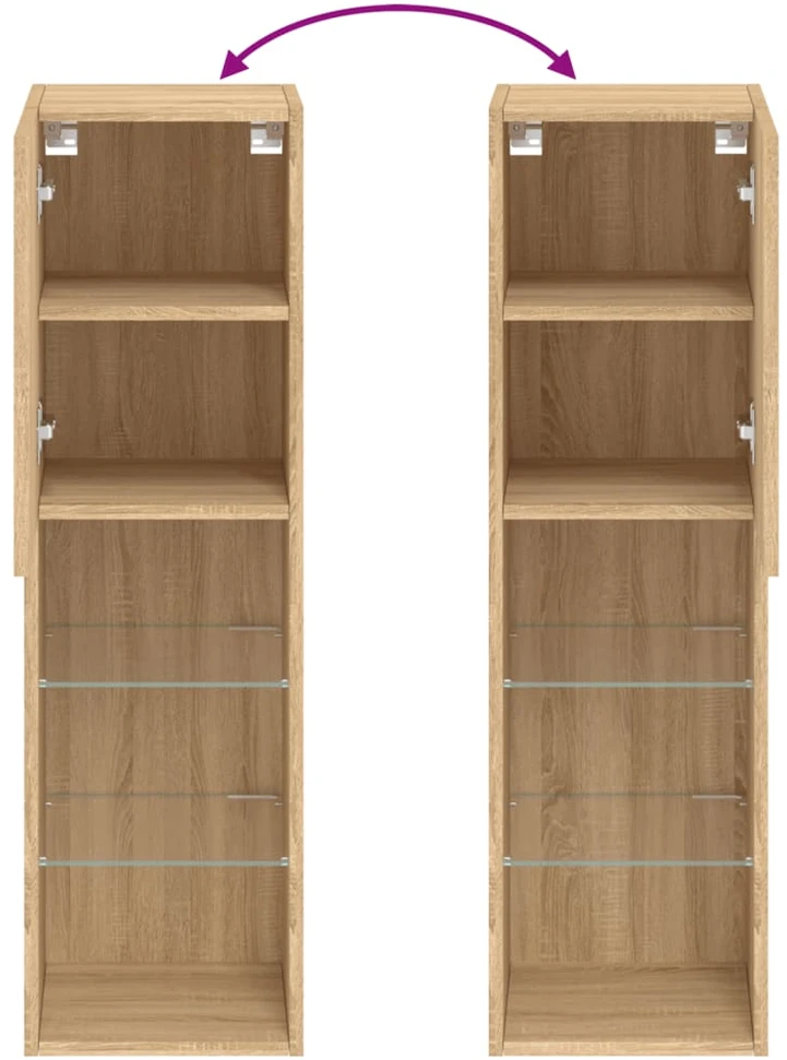 TV staliukas TV spintelė su LED lemputėmis, ąžuolo spalvos, 30,5x30x102cm