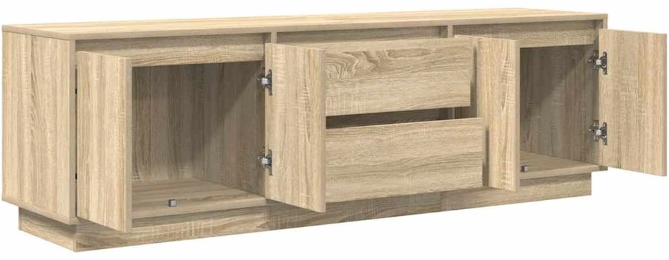 TV staliukas TV spintelė su LED lemputėmis, ąžuolo spalvos, 160,5x41x50 cm
