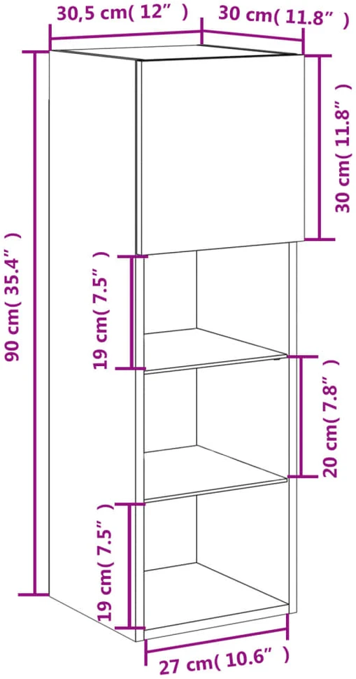 TV staliukas TV spintelė su LED lemputėmis, ąžuolo spalvos, 30,5x30x90cm