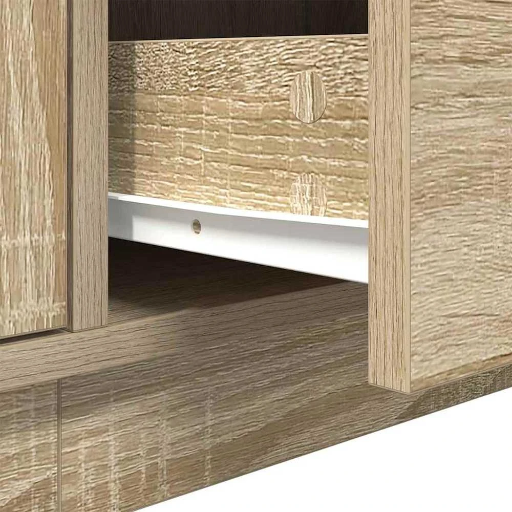TV staliukas TV spintelė su LED lemputėmis, ąžuolo spalvos, 160,5x41x50 cm