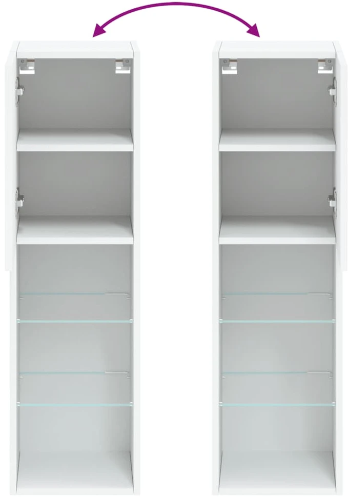 TV staliukas TV spintelė su LED lemputėmis, baltos spalvos, 30,5x30x102cm