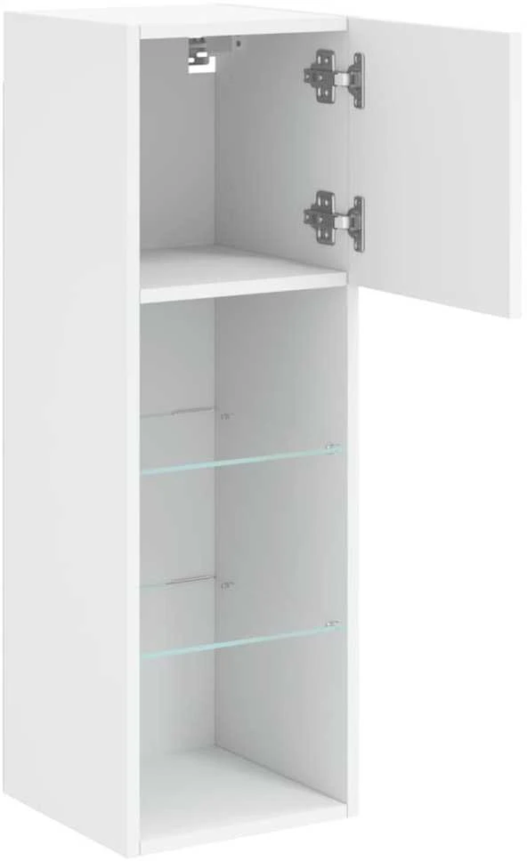 TV staliukas TV spintelė su LED lemputėmis, baltos spalvos, 30,5x30x90cm