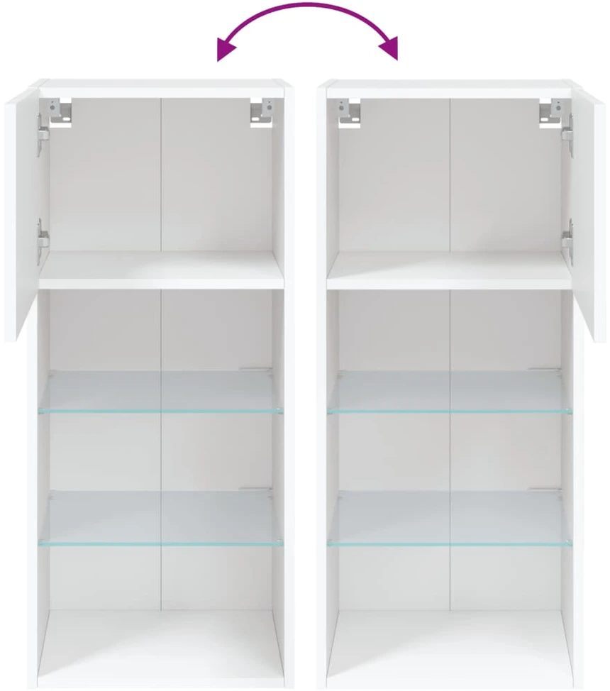 TV staliukas TV spintelė su LED lemputėmis, baltos spalvos, 40,5x30x90cm