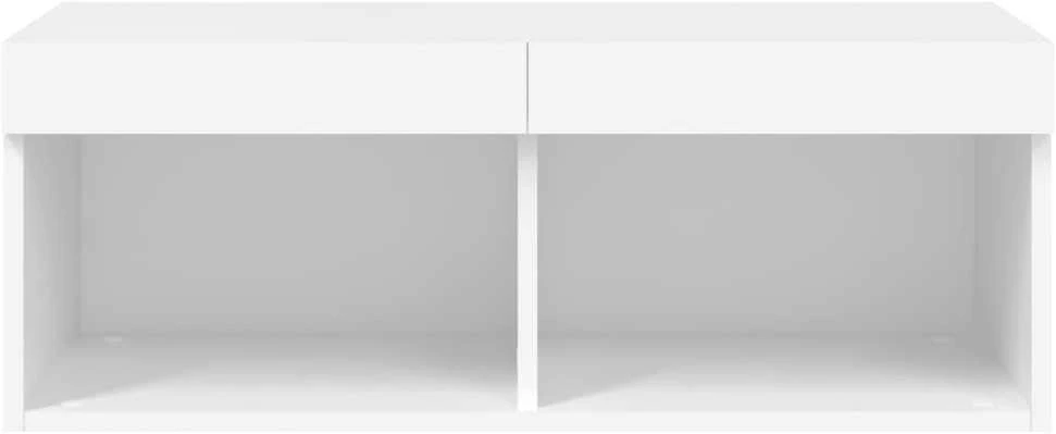TV staliukas TV spintelė su LED lemputėmis, baltos spalvos, 80x30x30cm