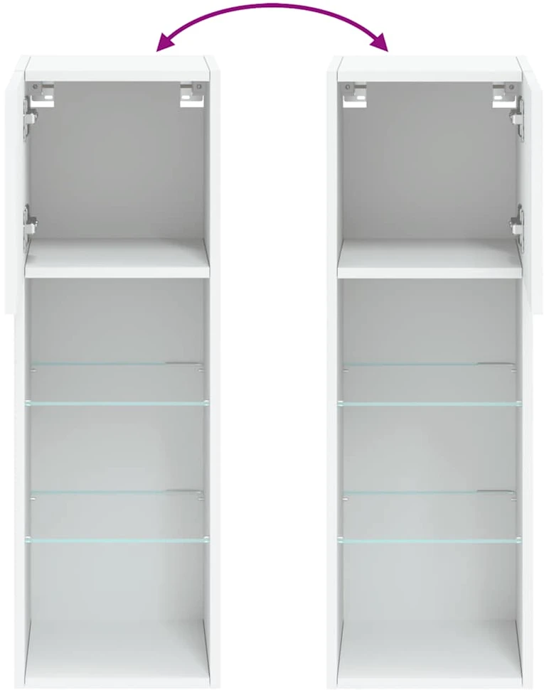 TV staliukas TV spintelė su LED lemputėmis, baltos spalvos, 30,5x30x90cm