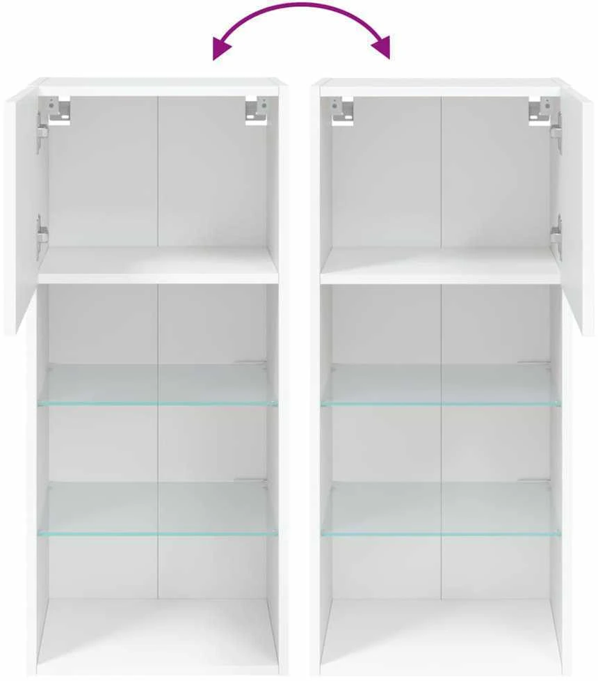 TV staliukas TV spintelė su LED lemputėmis, baltos spalvos, 40,5x30x90cm