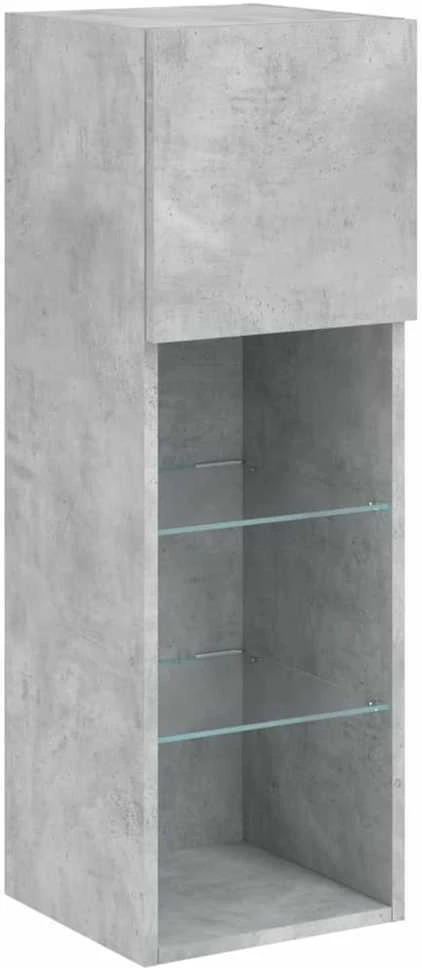TV staliukas TV spintelė su LED lemputėmis, betono pilka, 30,5x30x90cm