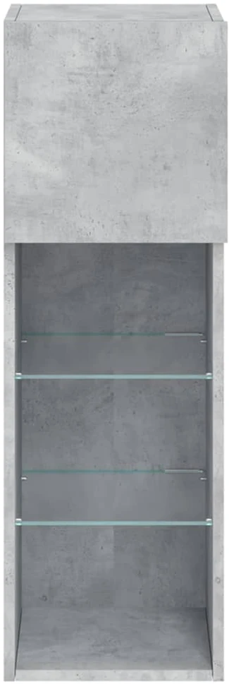 TV staliukas TV spintelė su LED lemputėmis, betono pilka, 30,5x30x90cm