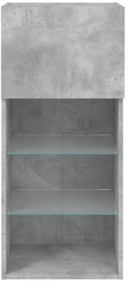 TV staliukas TV spintelė su LED lemputėmis, betono pilka, 40,5x30x90cm