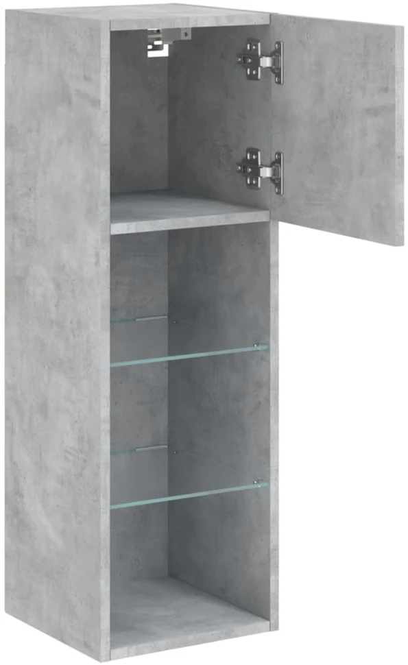 TV staliukas TV spintelė su LED lemputėmis, betono pilka, 30,5x30x90cm