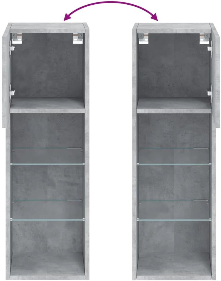 TV staliukas TV spintelė su LED lemputėmis, betono pilka, 30,5x30x90cm
