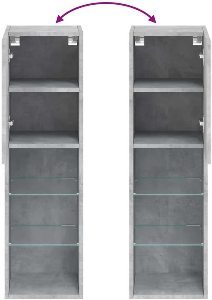 TV staliukas TV spintelė su LED lemputėmis, betono pilka, 30,5x30x102cm