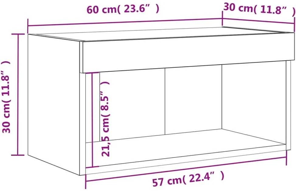 TV staliukas TV spintelė su LED lemputėmis, betono pilka, 60x30x30cm