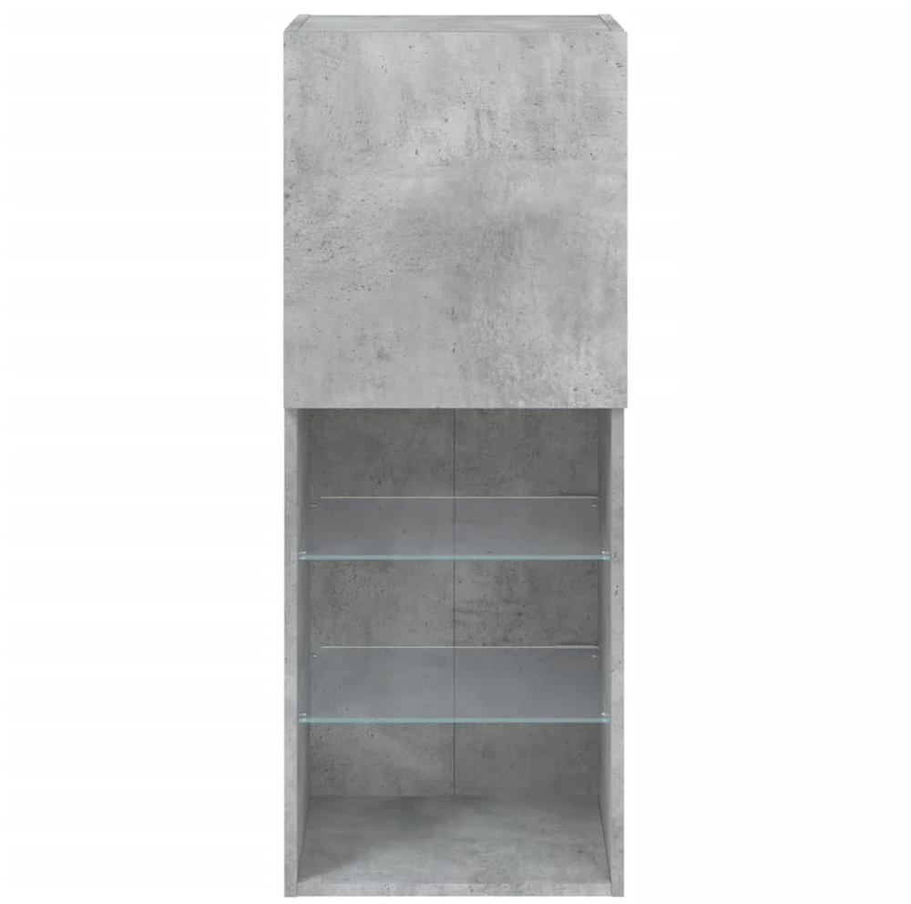 TV staliukas TV spintelė su LED lemputėmis, betono pilka, 40,5x30x102cm