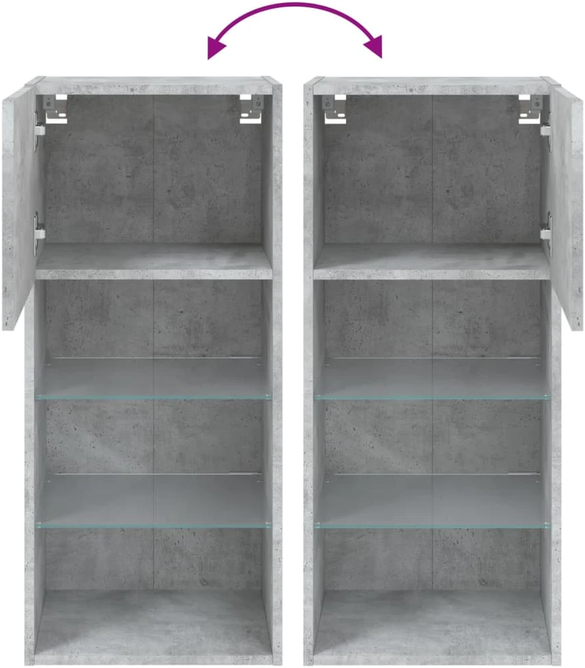 TV staliukas TV spintelė su LED lemputėmis, betono pilka, 40,5x30x90cm