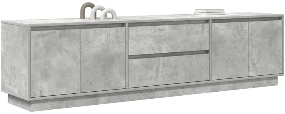 TV staliukas TV spintelė su LED lemputėmis, betono pilka, 193,5x41x50 cm
