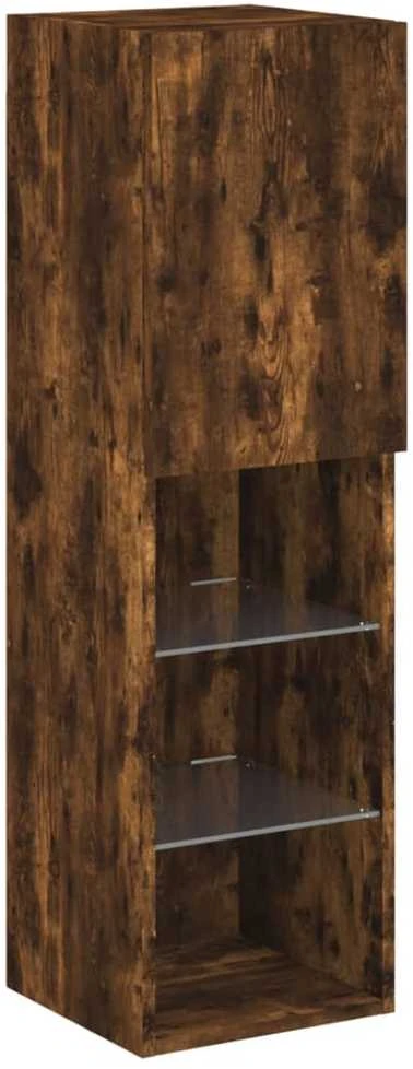TV staliukas TV spintelė su LED lemputėmis, dūminio ąžuolo, 30,5x30x102cm