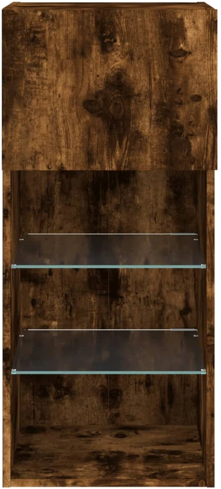 TV staliukas TV spintelė su LED lemputėmis, dūminio ąžuolo, 40,5x30x90cm