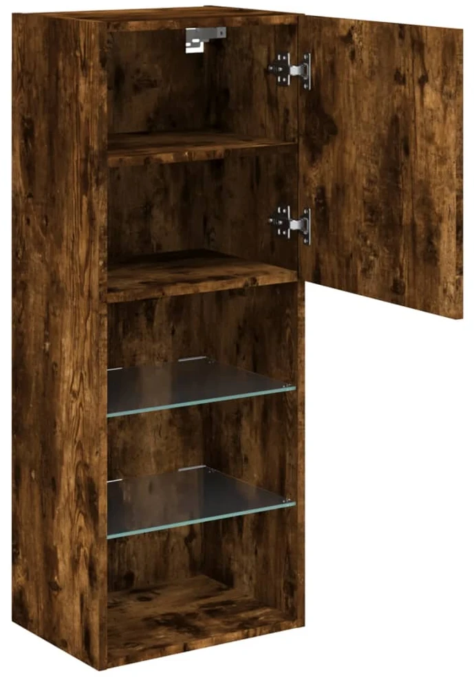 TV staliukas TV spintelė su LED lemputėmis, dūminio ąžuolo, 40,5x30x102cm