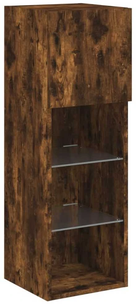 TV staliukas TV spintelė su LED lemputėmis, dūminio ąžuolo, 30,5x30x90cm