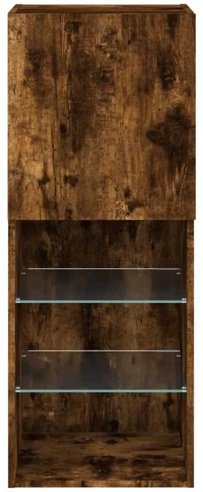 TV staliukas TV spintelė su LED lemputėmis, dūminio ąžuolo, 40,5x30x102cm