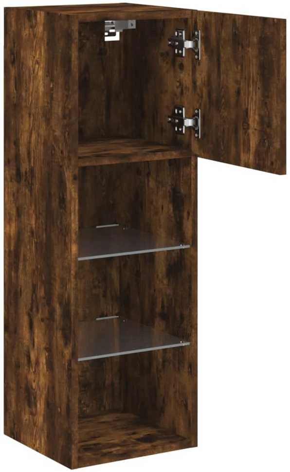 TV staliukas TV spintelė su LED lemputėmis, dūminio ąžuolo, 30,5x30x90cm