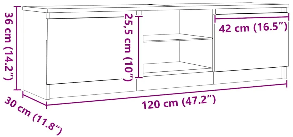 TV staliukas TV spintelė su LED lemputėmis, juodo ąžuolo spalvos, 120x30x36 cm, inžinerinė mediena
