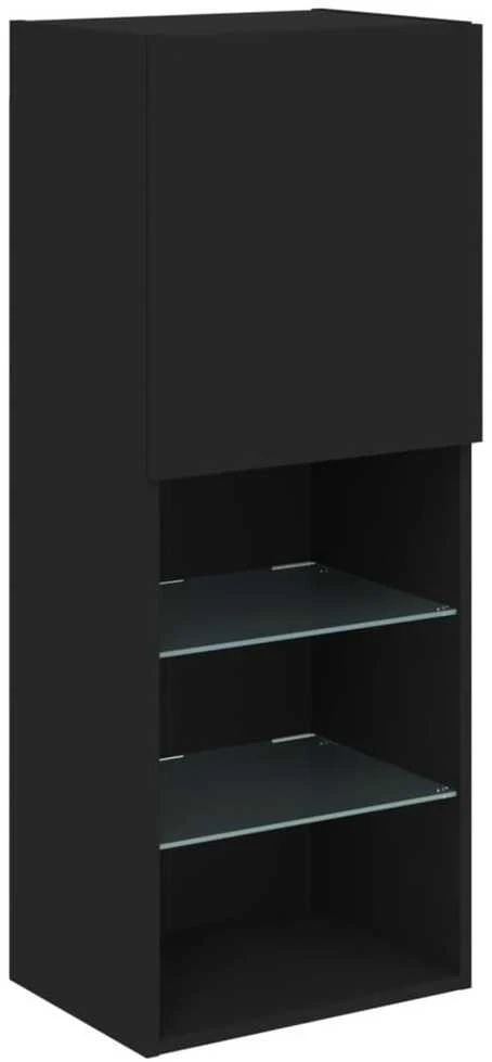 TV spintelė su LED lemputėmis, juodos spalvos, 40,5x30x102cm