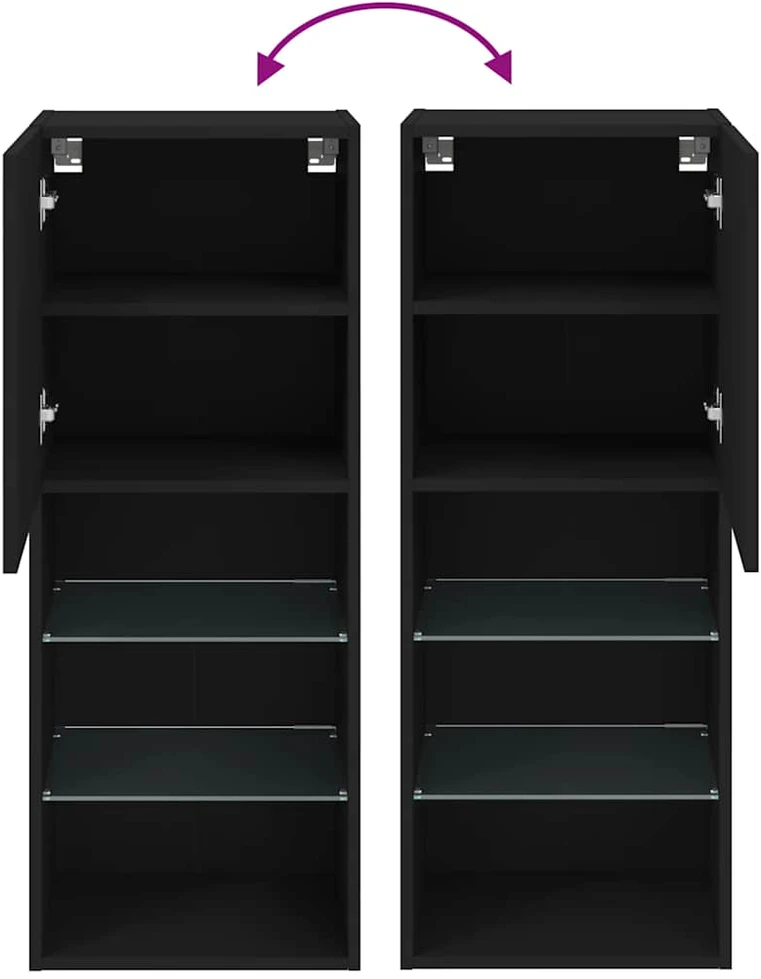 TV spintelė su LED lemputėmis, juodos spalvos, 40,5x30x102cm