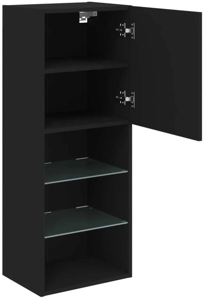 TV spintelė su LED lemputėmis, juodos spalvos, 40,5x30x102cm