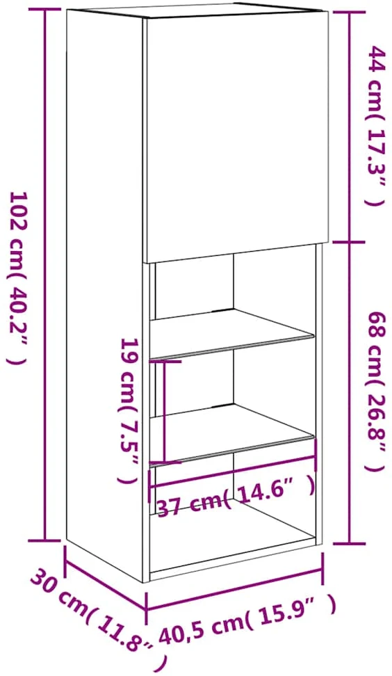 TV spintelė su LED lemputėmis, juodos spalvos, 40,5x30x102cm
