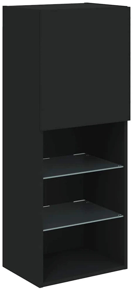 TV spintelė su LED lemputėmis, juodos spalvos, 40,5x30x102cm