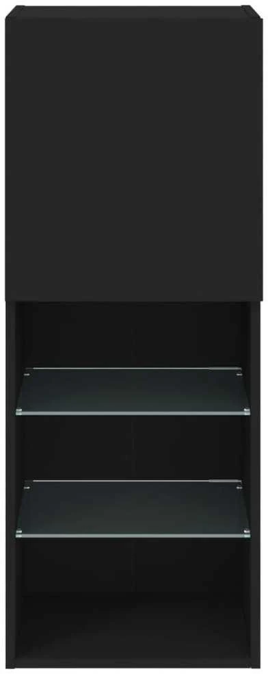 TV spintelė su LED lemputėmis, juodos spalvos, 40,5x30x102cm