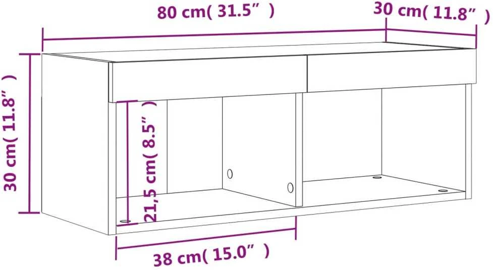 TV staliukas TV spintelė su LED lemputėmis, juodos spalvos, 80x30x30cm