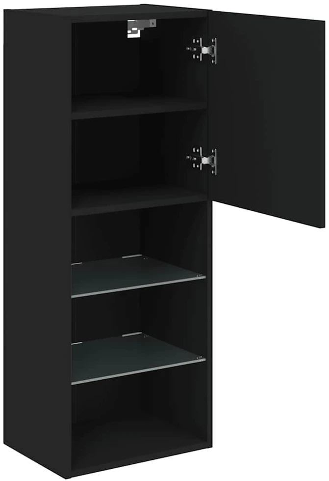 TV spintelė su LED lemputėmis, juodos spalvos, 40,5x30x102cm